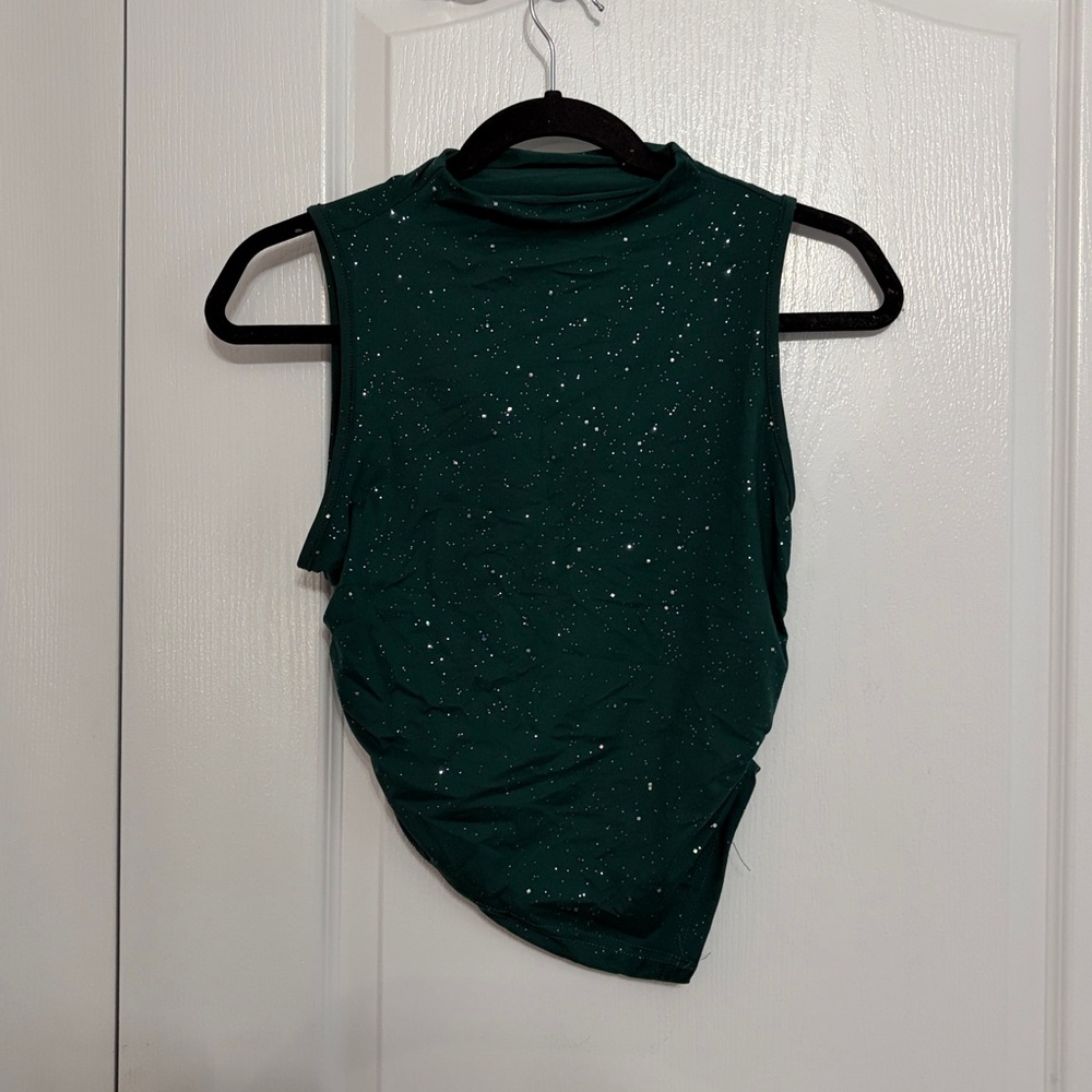 Green Sleeveless Sparkle Top